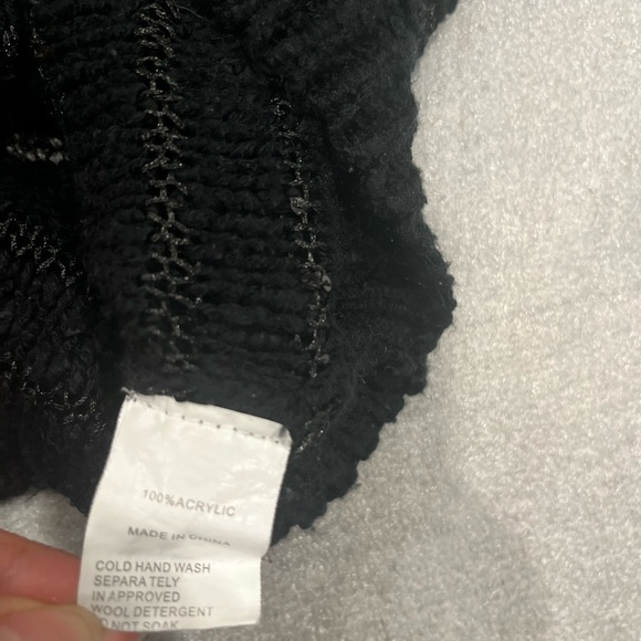 ❤️2/$50❤️[M/L]Katsumi Black Sequins CrewNeck Acrylic Open Knit Sweater Skull - Picture 7 of 9